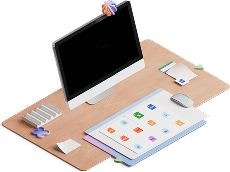 Isometric View Of Monitor And Open Windows